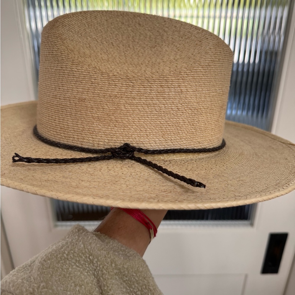 Brixton Tan Straw Hat with Brown Ribbon